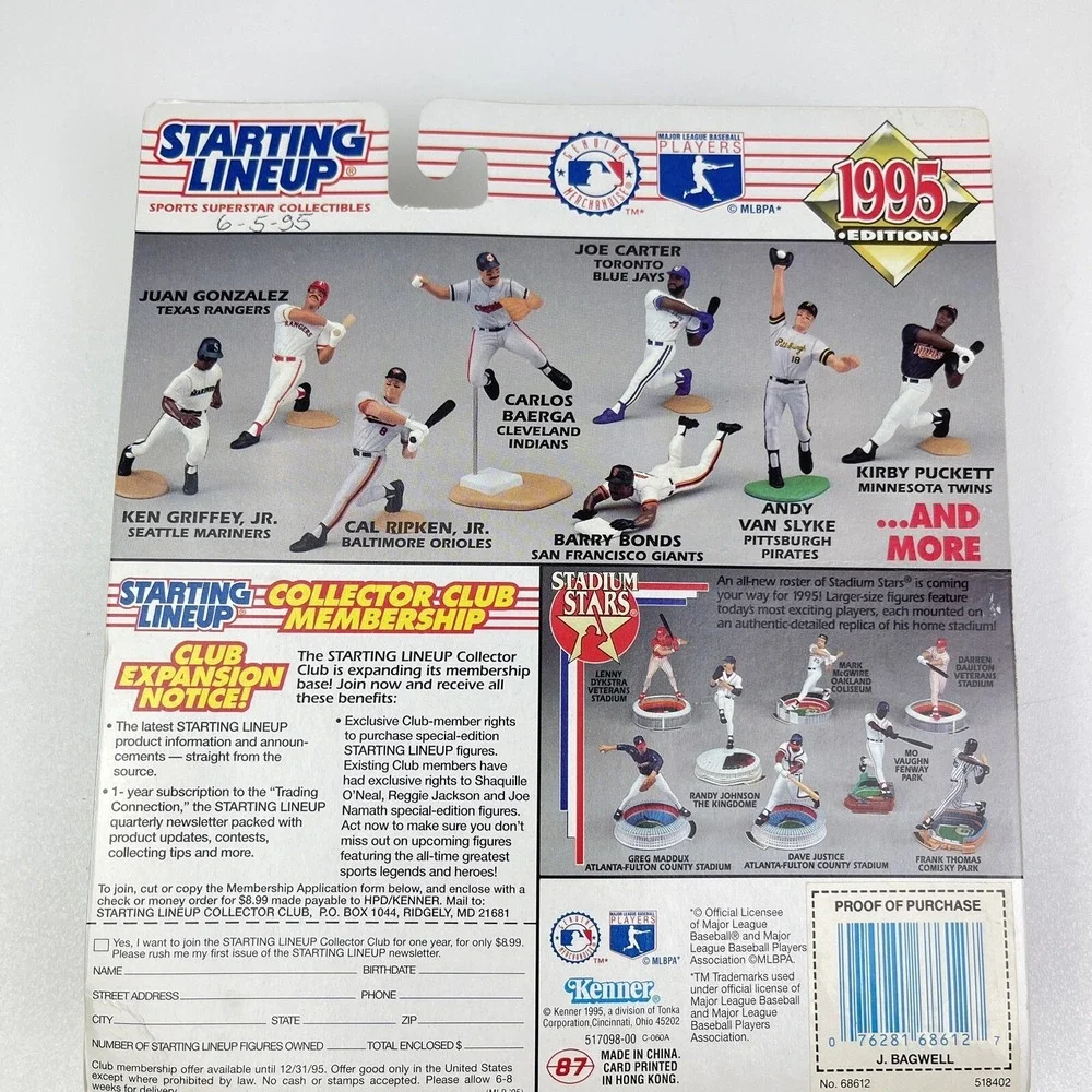 1995 Kenner Starting Lineup MLB Action Figure Jeff Bagwell Houston Astros